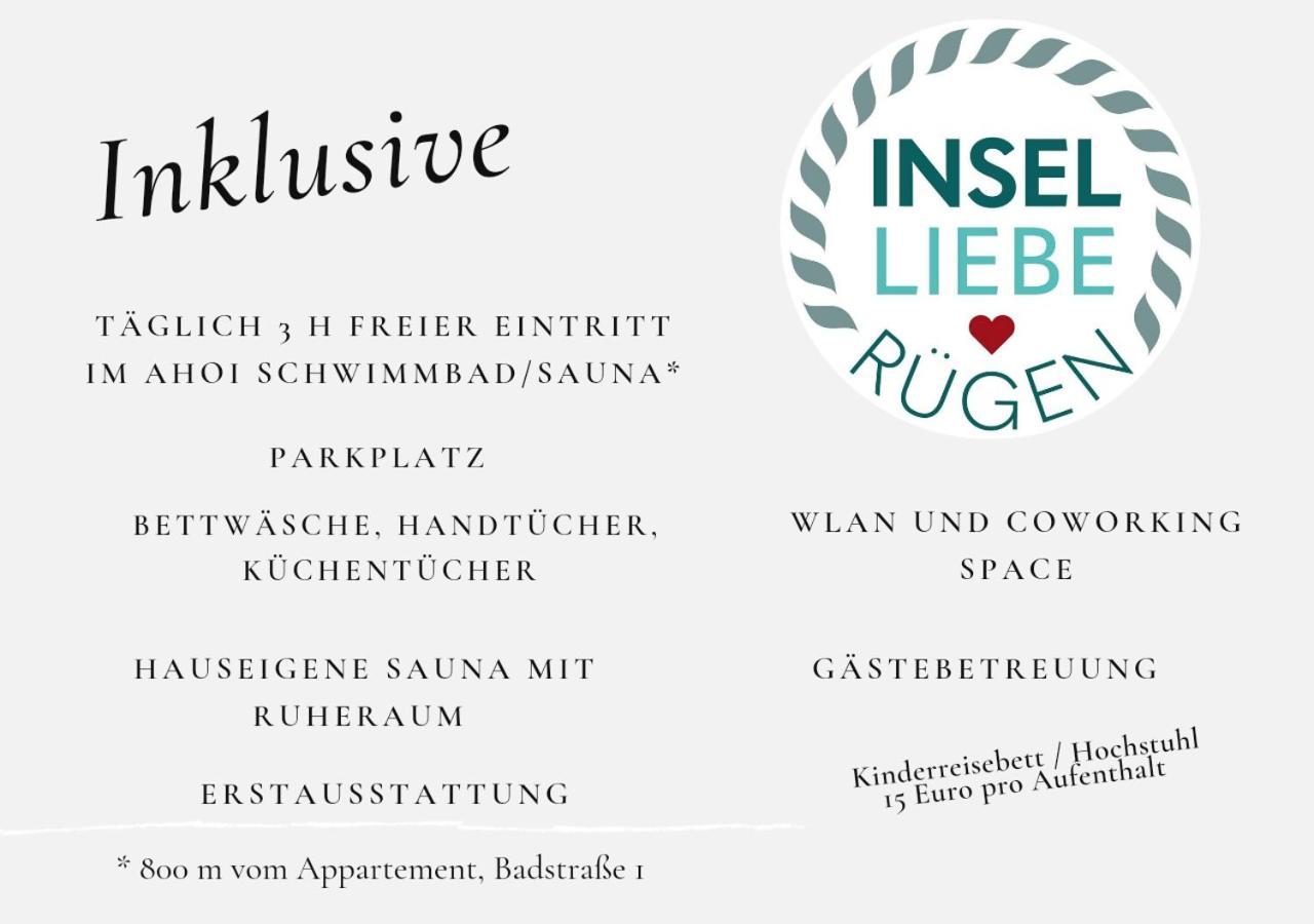 Das Appartement Inselliebe Ruegen Inkl Sauna Und 3H Taeglich Eintritt Ahoi Schwimmbad Sellin  Exterior foto